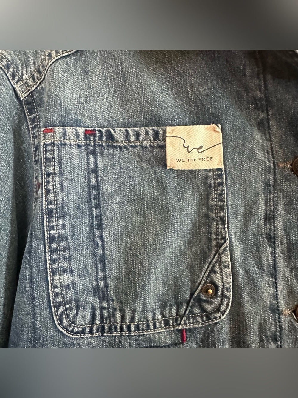Free People We The Free Sweet Talk Denim Barn Coat - Picture 11 of 11